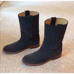 Blue Chanel suede boot